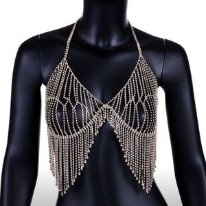 Tassel rhinestone bra
